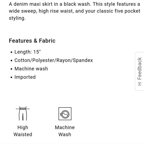 High Waisted Black Maxi Denim Skirt Size 0 - Picture 5 of 6